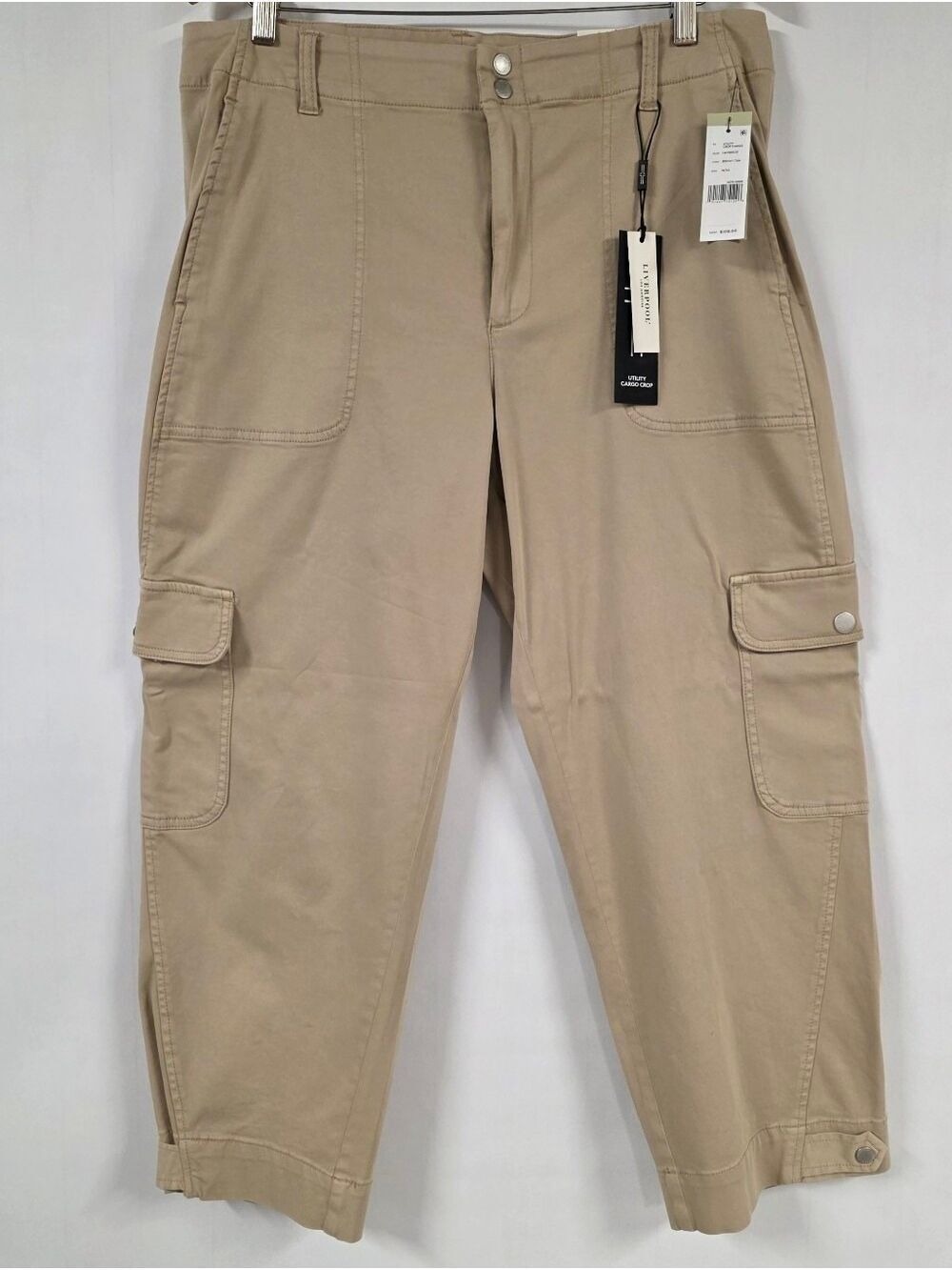 NWT Liverpool Los Angeles Women's Utility/Cargo Crop Tan Pants, Size 16/33